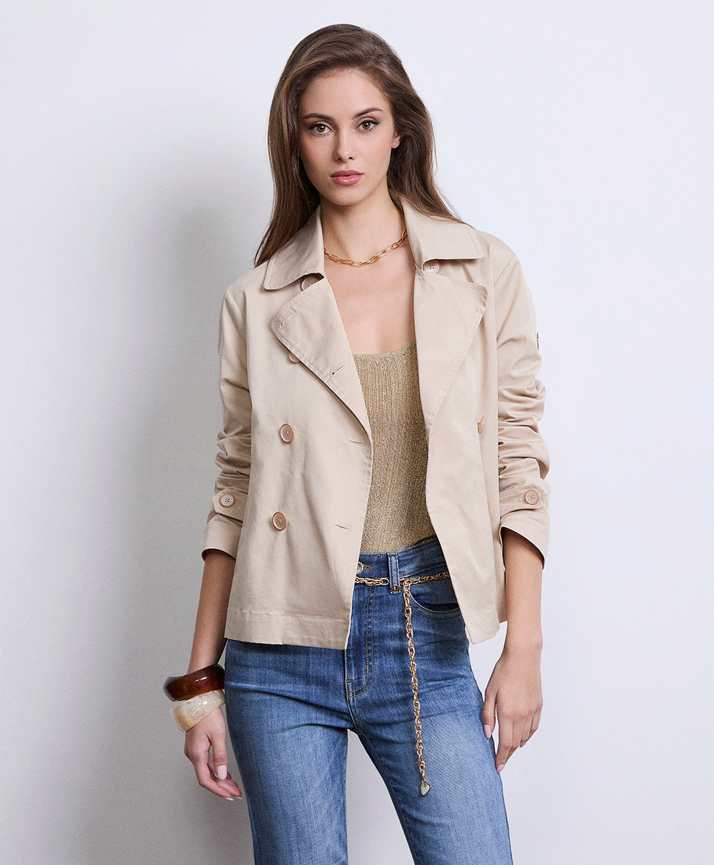 Markup Donna Giacche & Giubbotti Trench corto in cotone doppiopetto trench in cotone