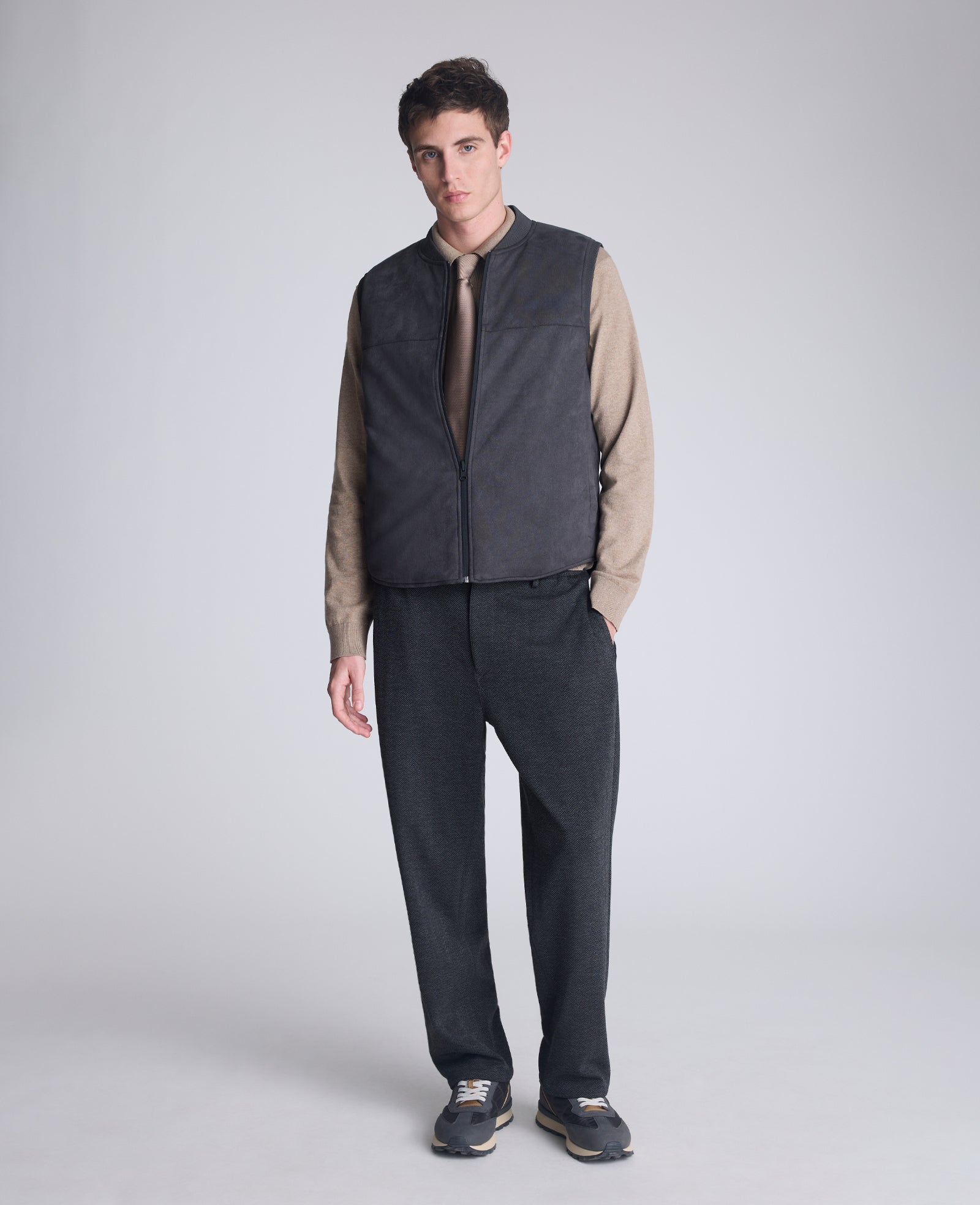 Kenneth Cole Reaction Clothing Long Sleeve Button Sweater Polo polo marrone chiaro