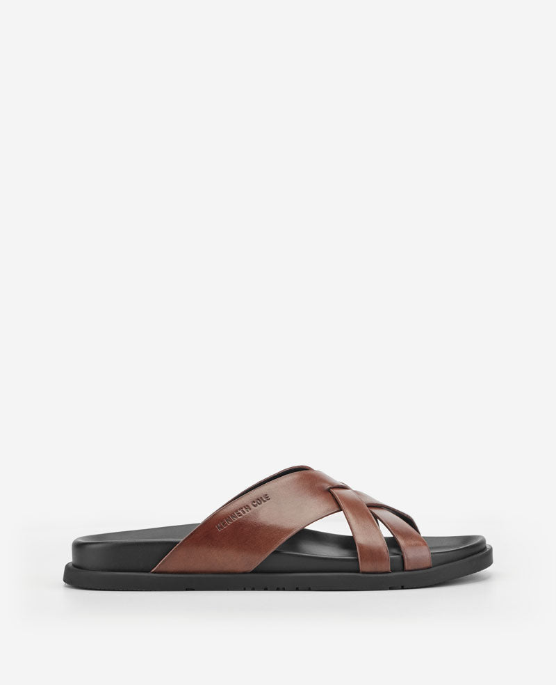 Kenneth Cole Reaction Shoes Wooper Leather Sandal sandalo cognac in pelle