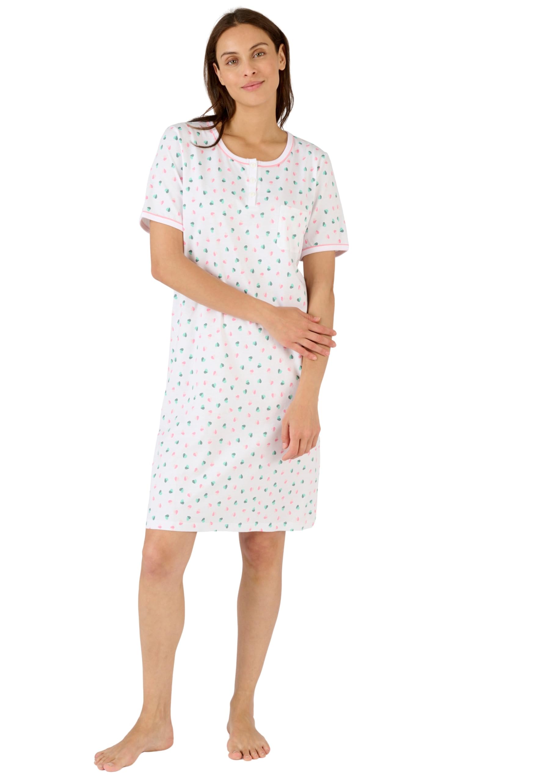 Damart Homewear Camicia Da Notte Puro Cotone Pettinato Donna XS rosa