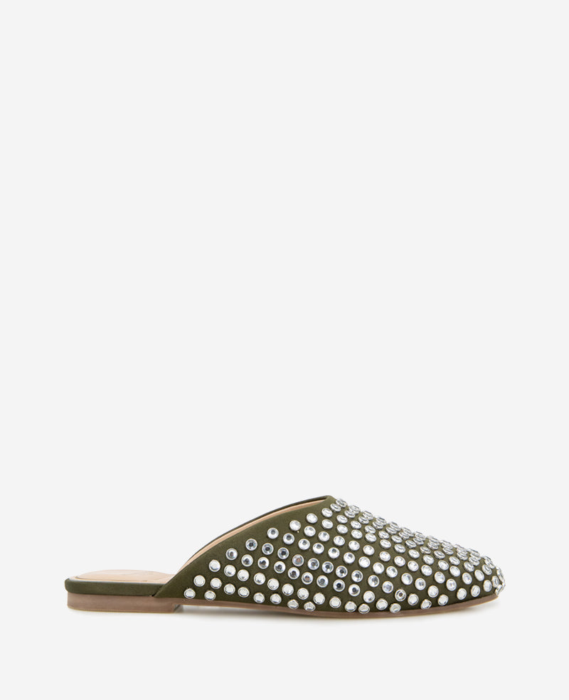 Kenneth Cole Reaction Shoes Saddie Studded Rhinestone Mule mules olive con strass