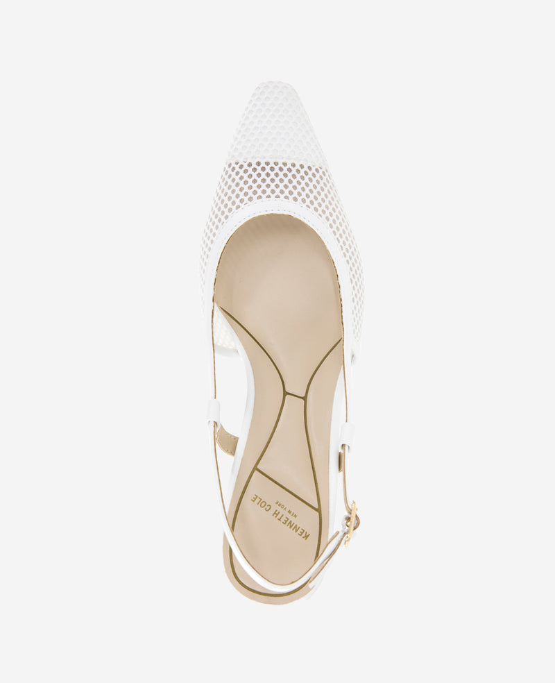 Kenneth Cole Reaction Shoes Martha Mesh Cap Toe Kitten Heel Slingback décolleté bianca 5 rete