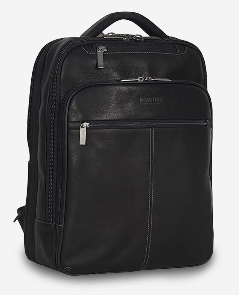 Kenneth Cole Reaction Luggage Colombian Leather Backpack zaino nero in pelle