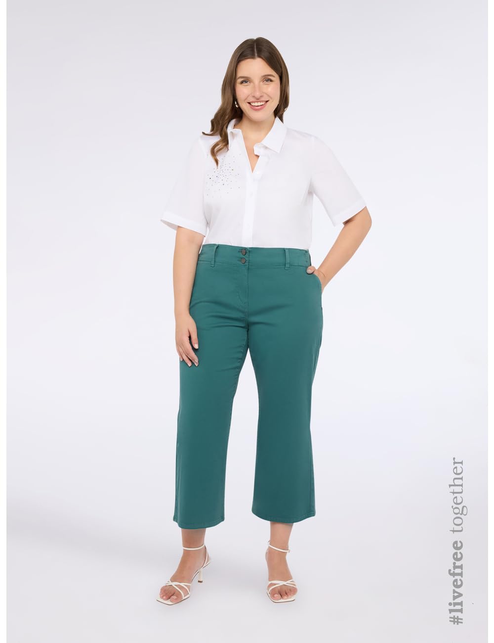Fiorella Rubino Pantaloni Pantaloni Cropped in Misto Cotone 46 Plus, 48 Plus e 50 Plus