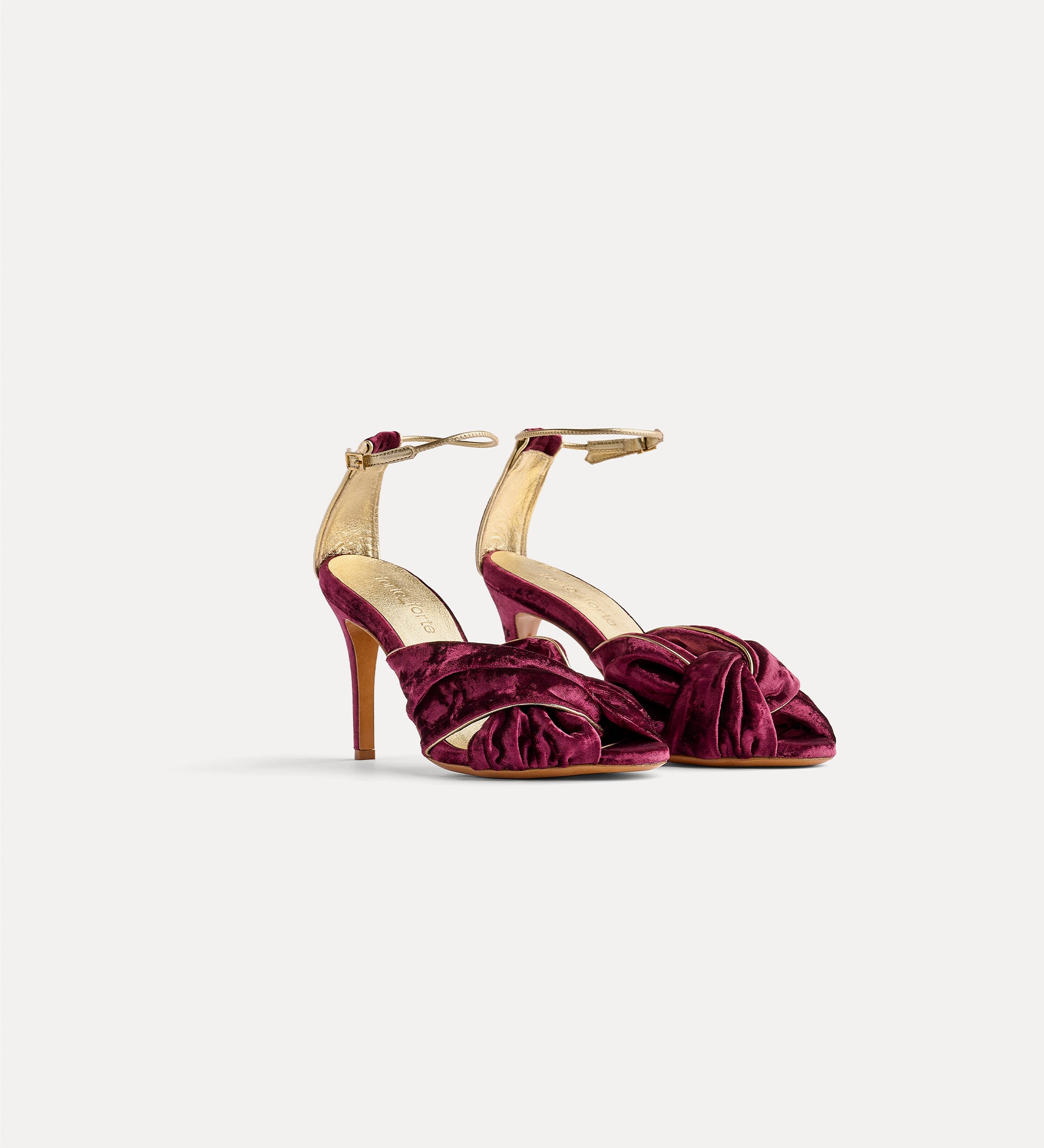 Forte scarpe velvet criss-cross sandals with high heels sandali ruby