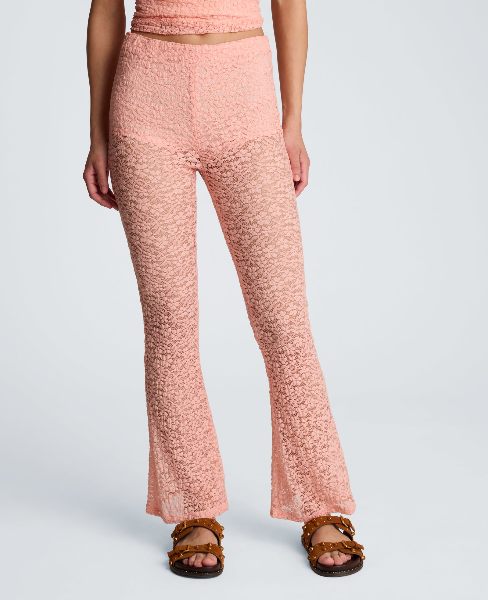 Kenneth Cole Reaction Clothing Stretch Lace Pull On Flare Pant with Inner Short pantaloni flare pesca con shorts