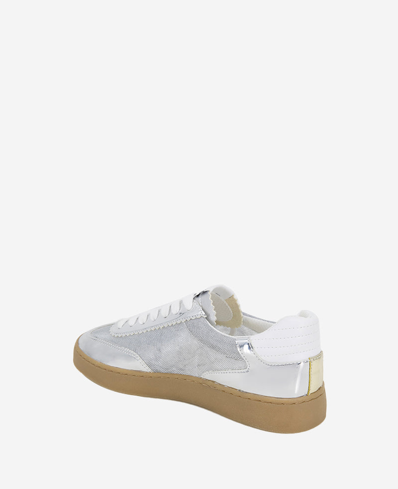Kenneth Cole Reaction Shoes Sam Metallic Leather Mesh sneaker argento