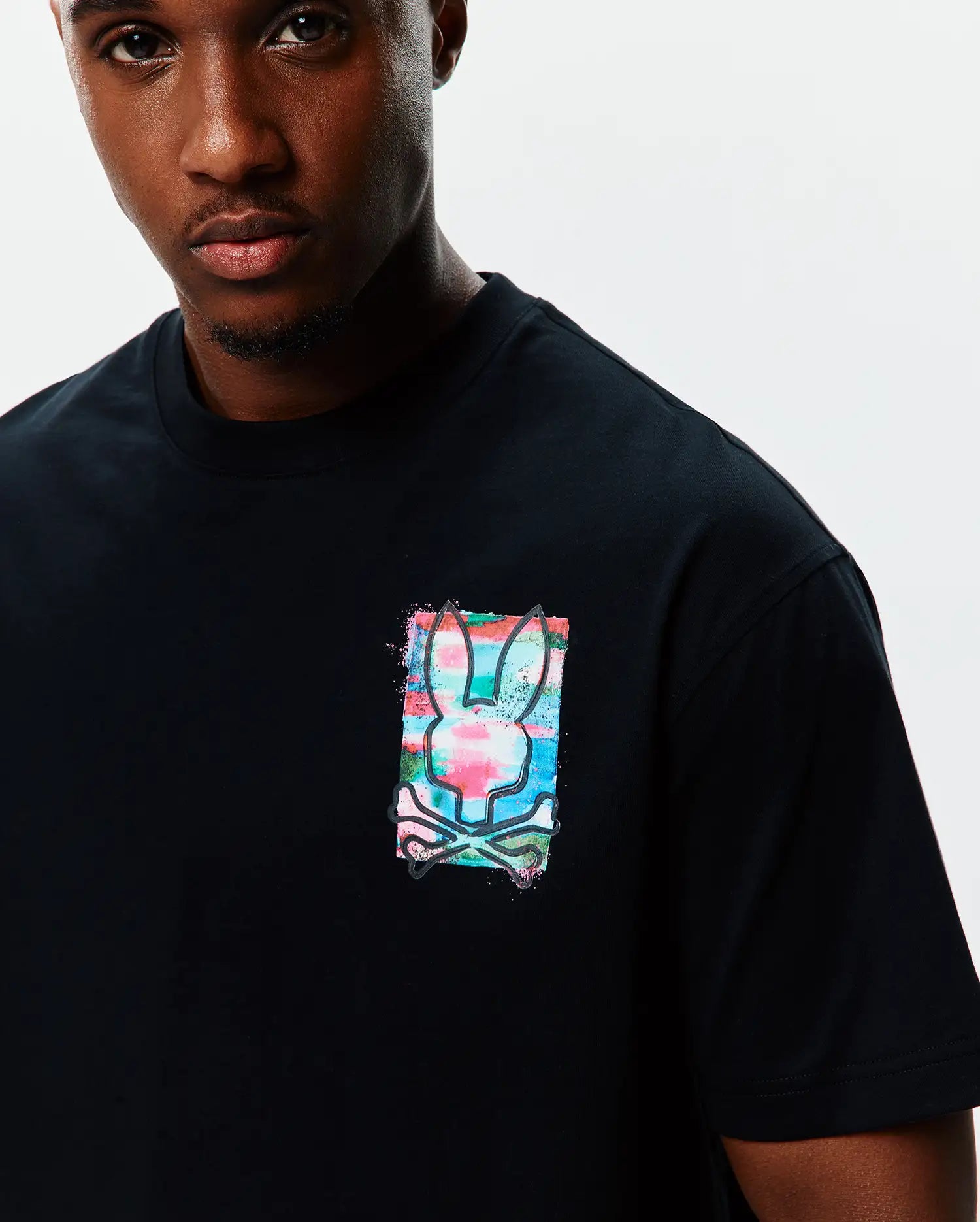 Psycho Bunny Men's Tees Isaac Oversized Tee maglietta nera oversize