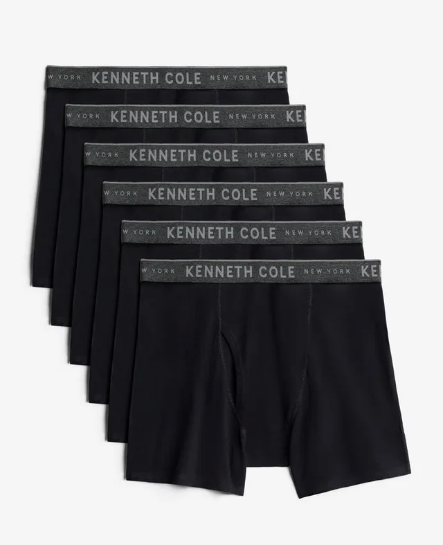 Kenneth Cole Reaction Clothing Cotton Stretch Boxer Briefs boxer uomo neri 6 pezzi cotone