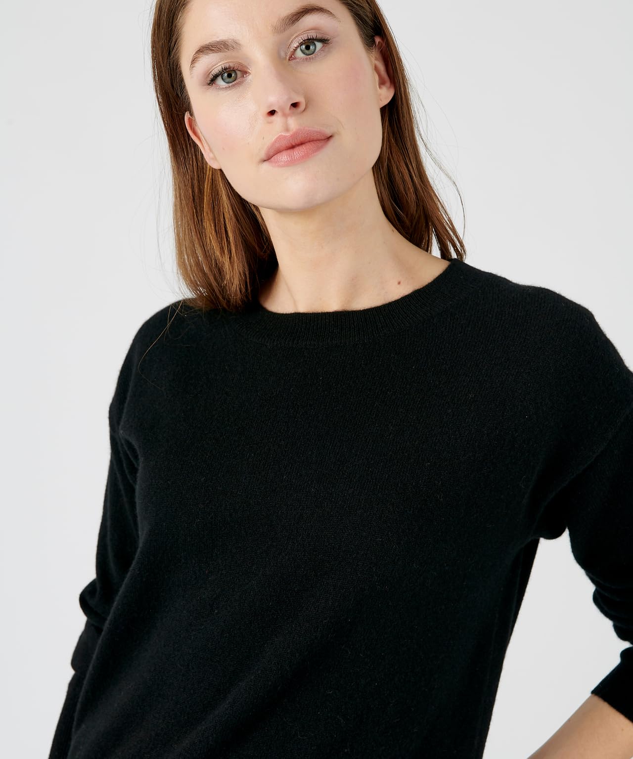 Damart Prêt-à-porter maglione donna nero girocollo in cashmere 38-40