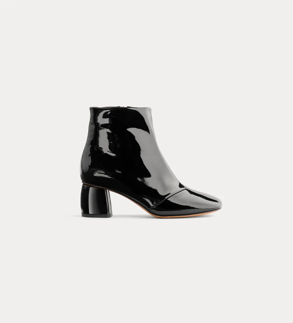 Forte Scarpe My Alma stivaletti in vernice neri con tacco sagomato