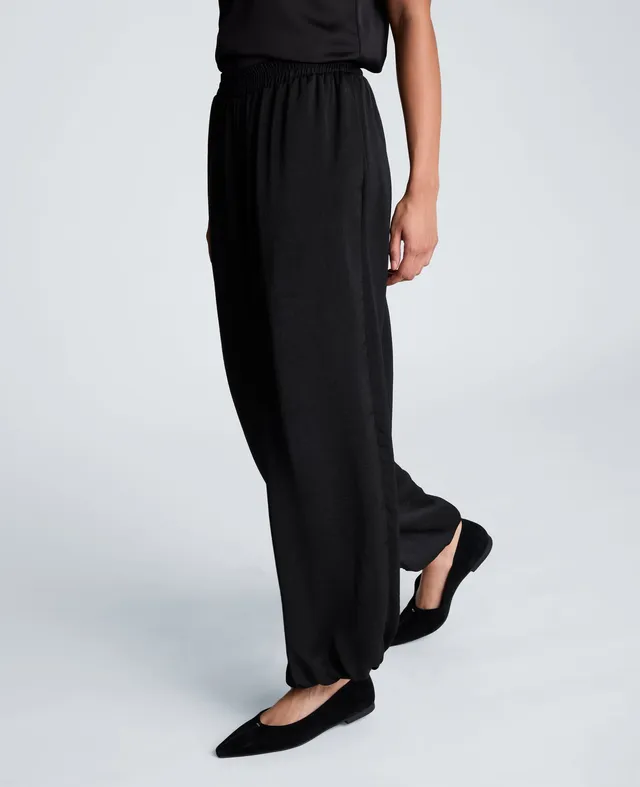 Kenneth Cole Reaction Clothing Pull On Balloon Leg Pant pantaloni neri in raso
