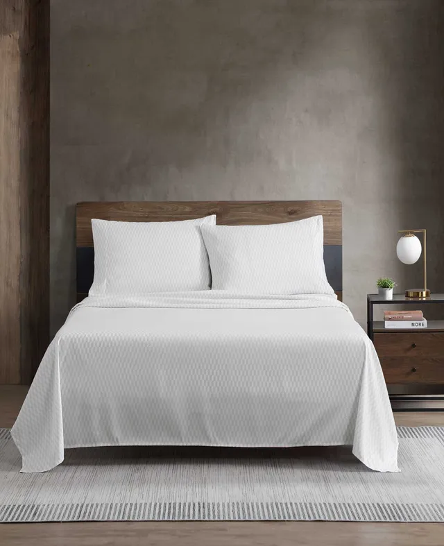 Kenneth Cole Reaction Home & Bedding Wavy Checker Sheet Set lenzuola Queen grigie rinfrescanti