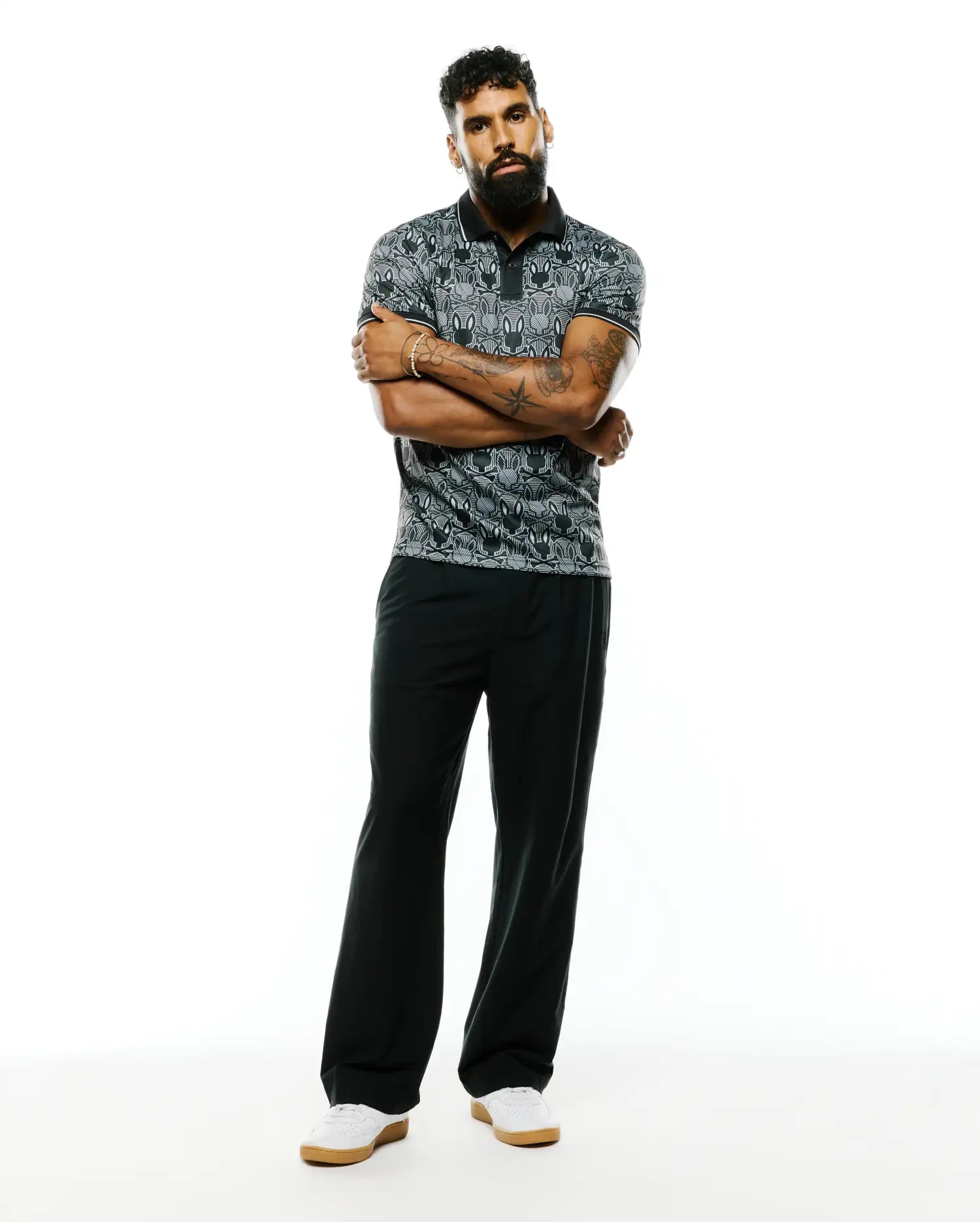 Psycho Bunny Men's Polos Reeves Bunny Sport polo nera slim fit