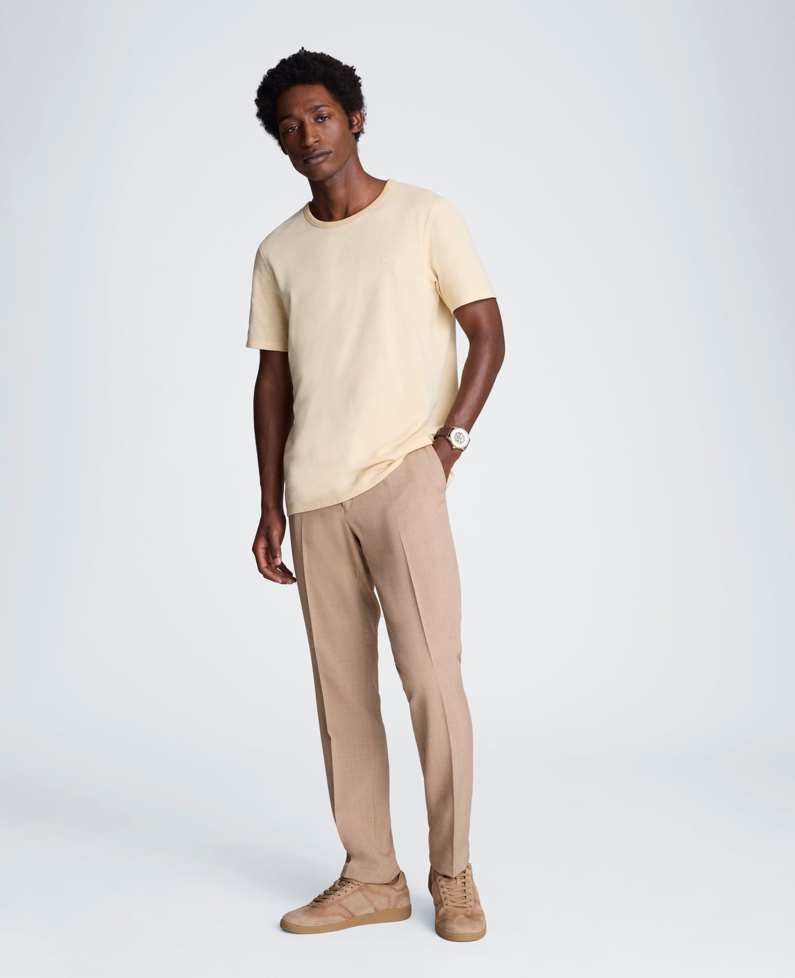 Kenneth Cole Reaction Clothing Textured Logo Tee maglietta beige cotone