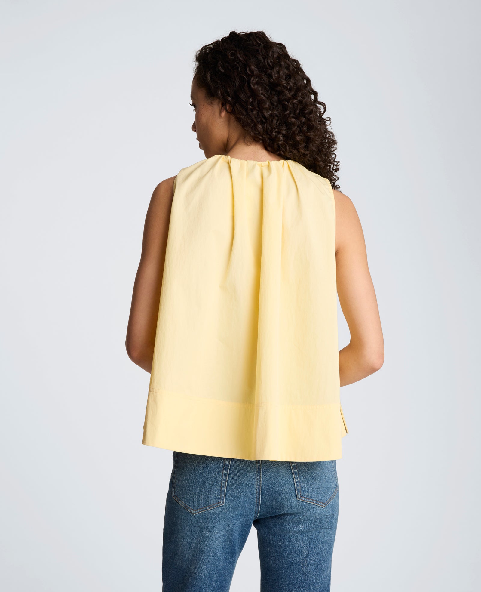 Kenneth Cole Reaction Clothing Paperbag Neck Sleeveless Tent Button Front Shirt camicia PASTEL YELLOW