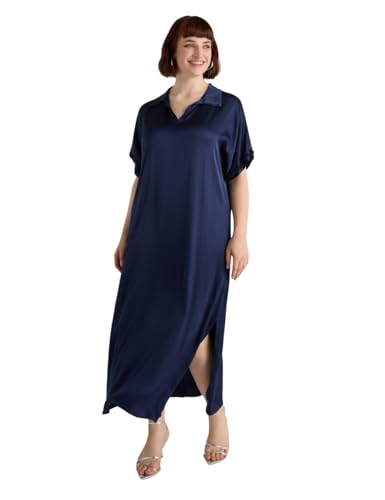 Fiorella Rubino Vestiti Vestito Lungo in Raso Curvy Size XS Plus Blu da sera