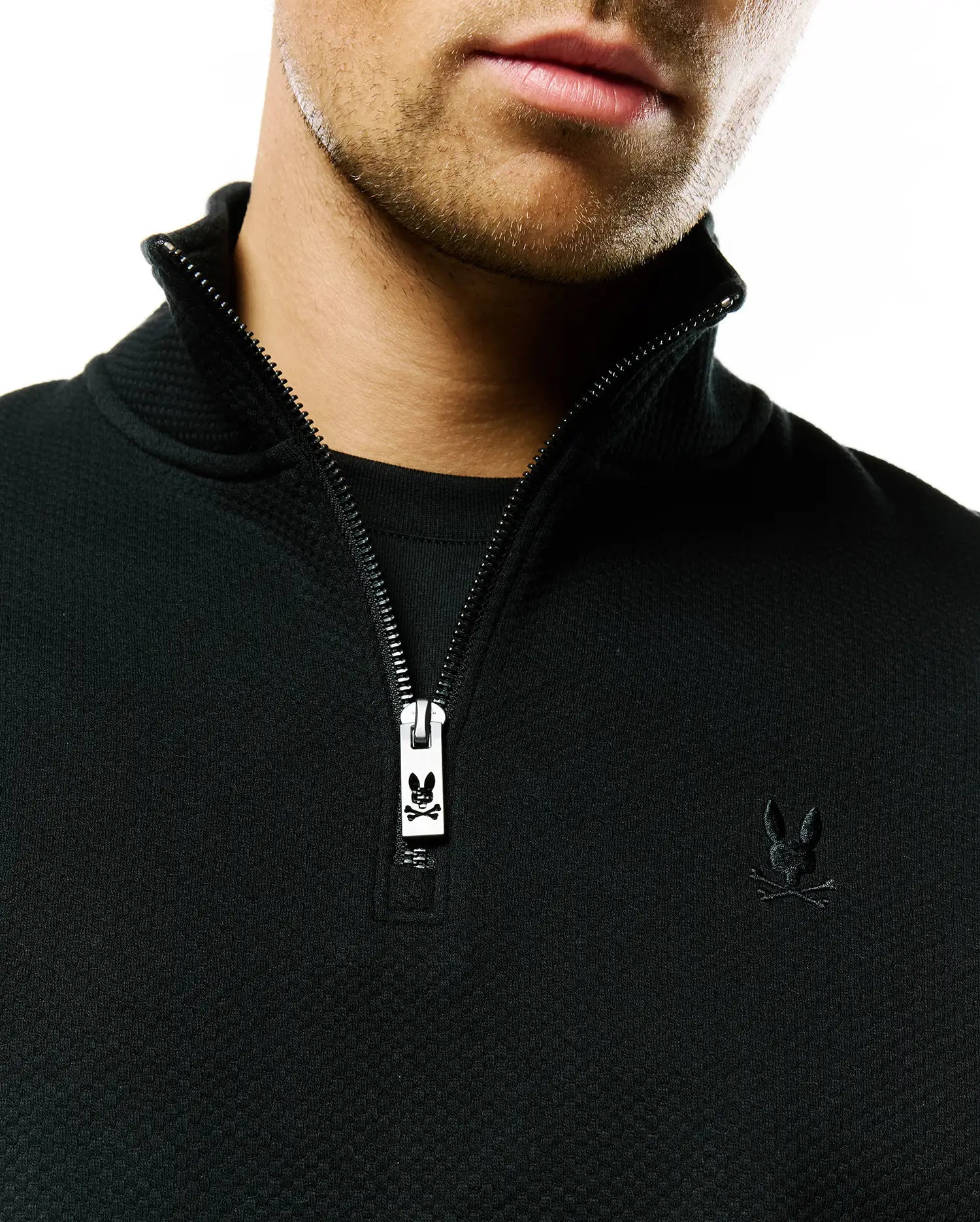 Psycho Bunny Men's Sweatshirts & Hoodies Marc Quarter-Zip Sweatshirt MT0500245 felpa nera