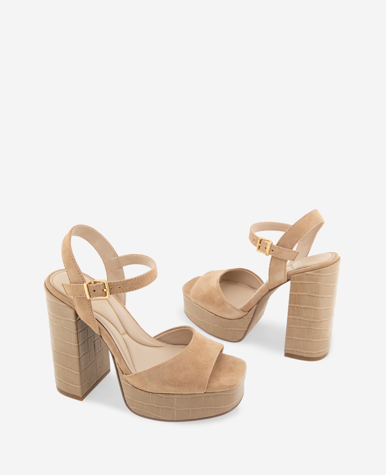 Kenneth Cole Reaction Shoes Parton Kid Suede Heel décolleté cammello camoscio