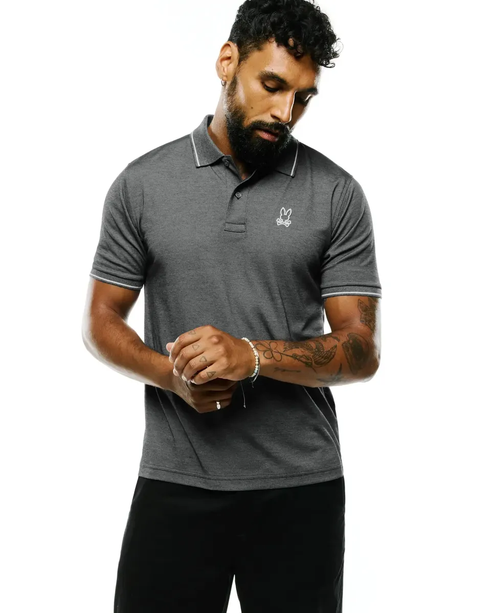 Psycho Bunny Men's Polos Joji Performance Polo polo Heather Storm slim fit
