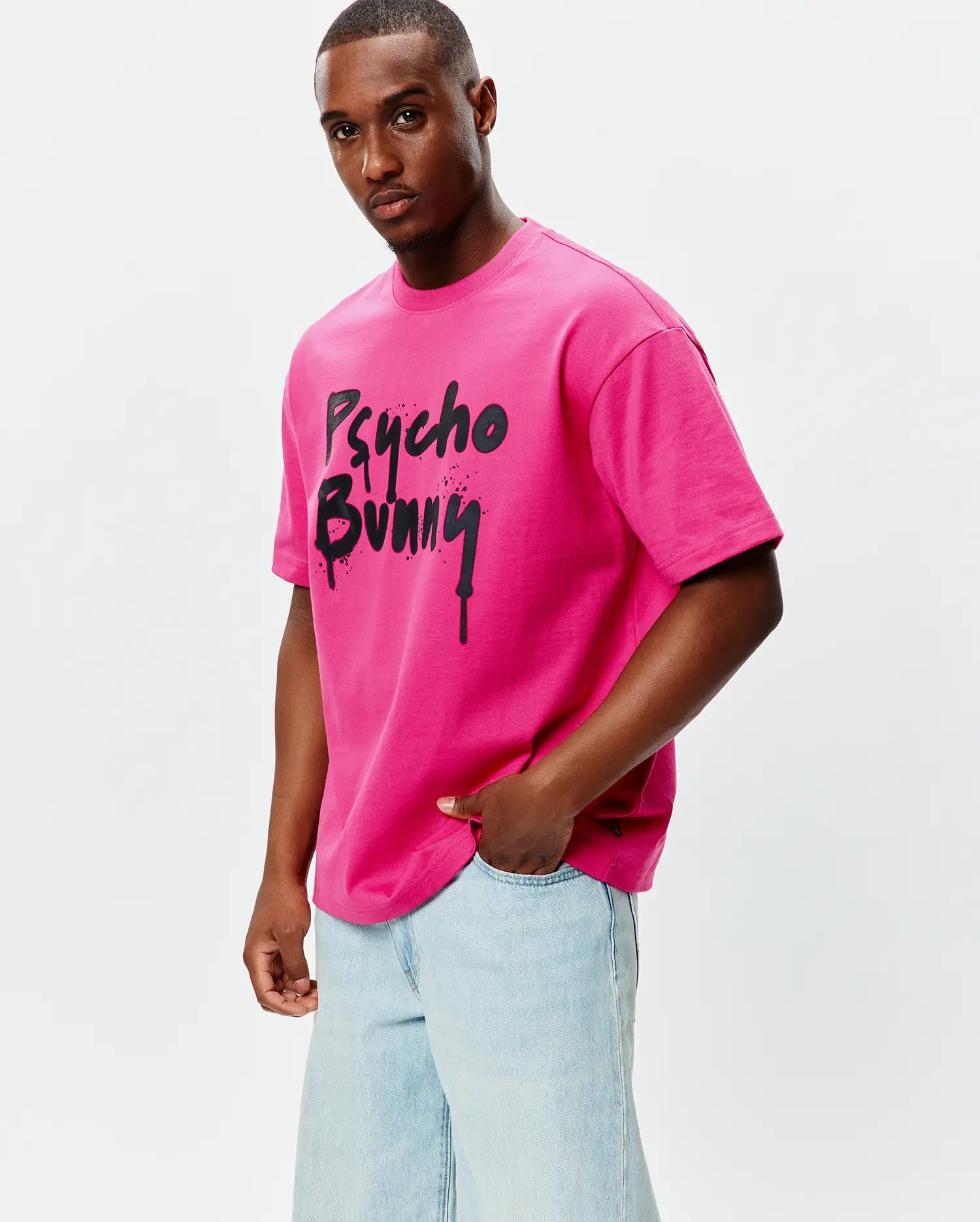 Psycho Bunny Men's Tees Duncan Oversized Tee T-shirt rosa oversize