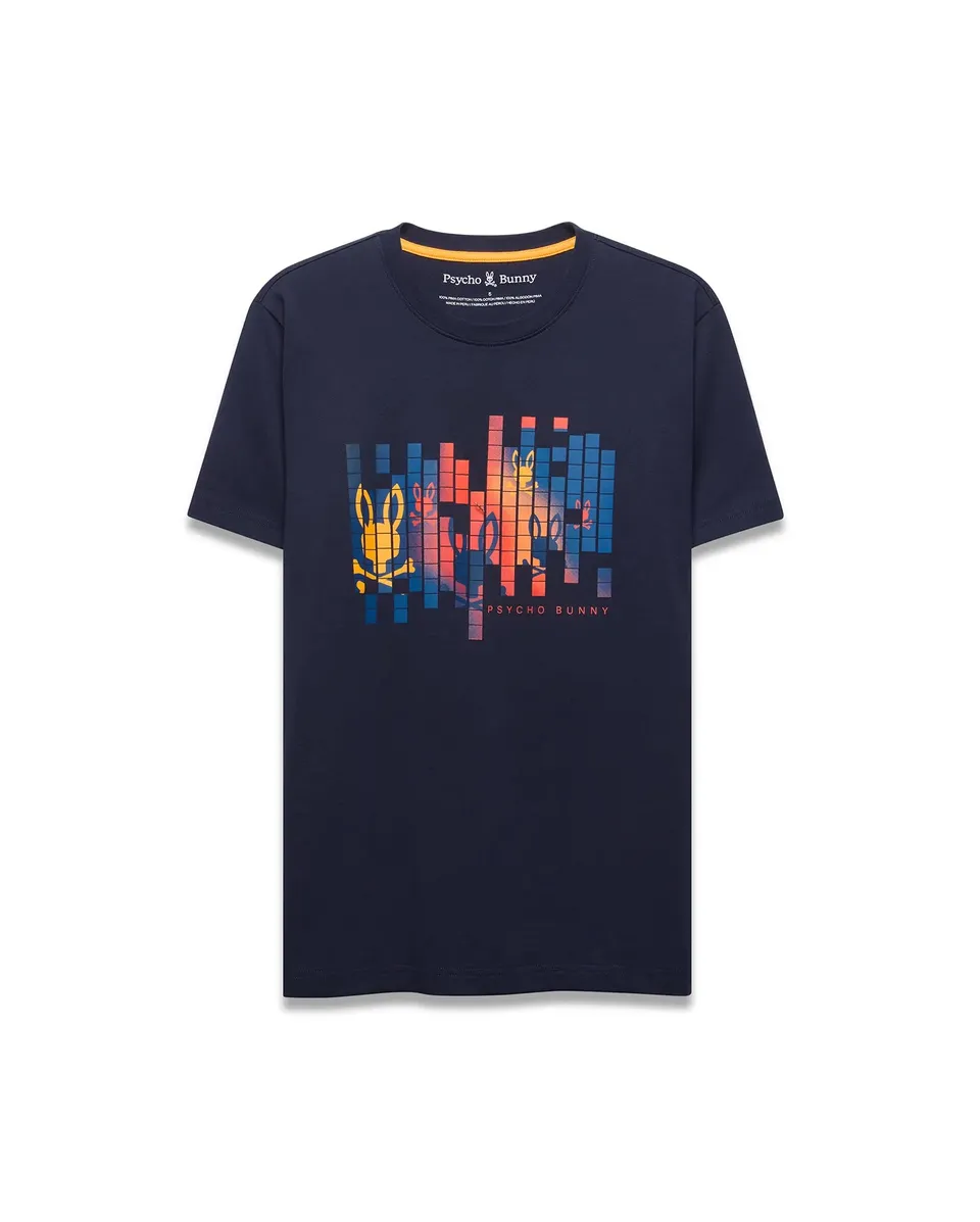 Psycho Bunny Men's Tees Zander Pima Cotton Graphic Tee maglietta blu 423