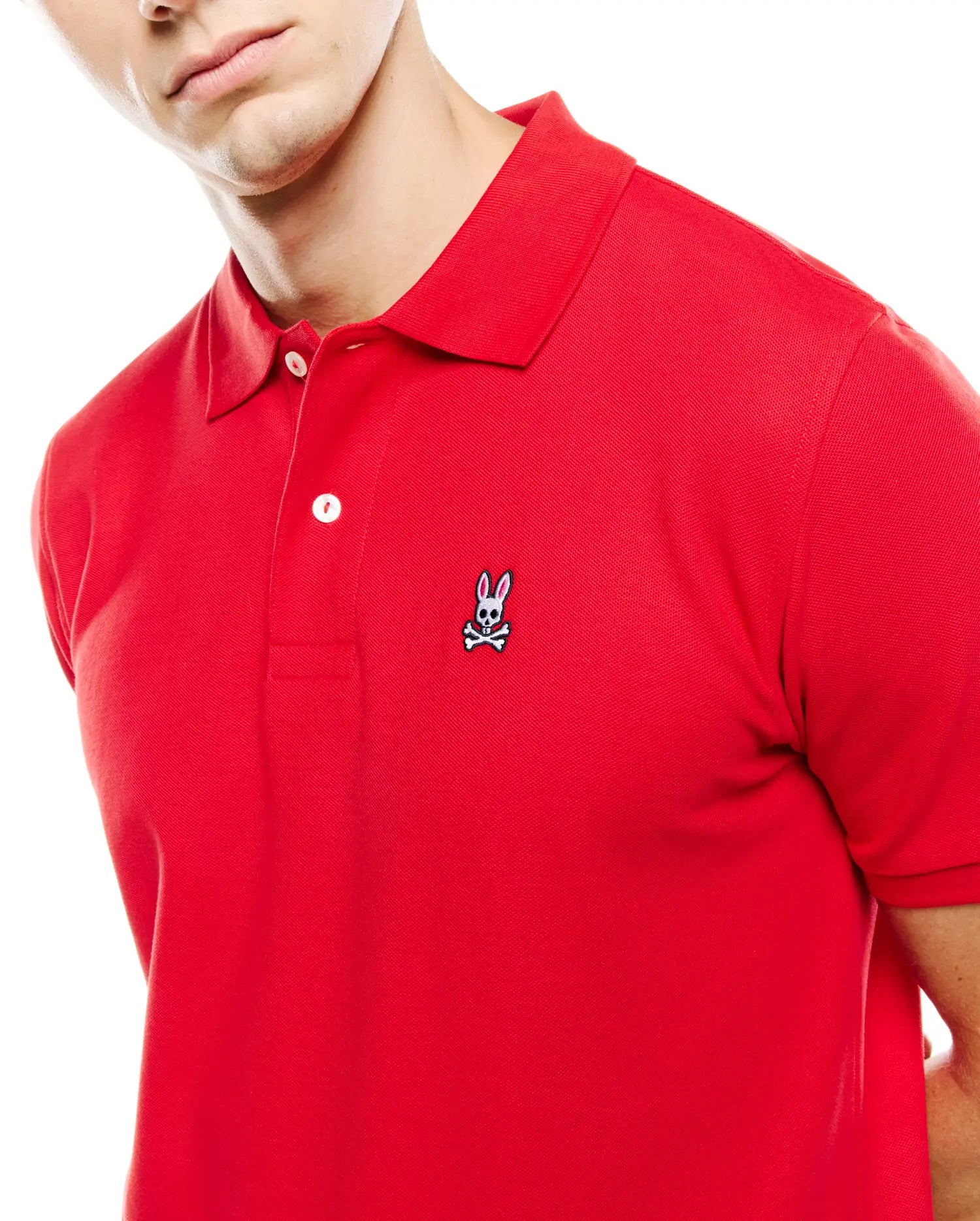 Psycho Bunny Men's Polos Classic Pique Polo Shirt B6K001CRPC polo rossa