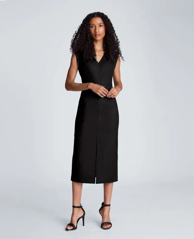 Kenneth Cole Reaction Clothing Vegan Leather Dress abito midi nero in pelle vegana