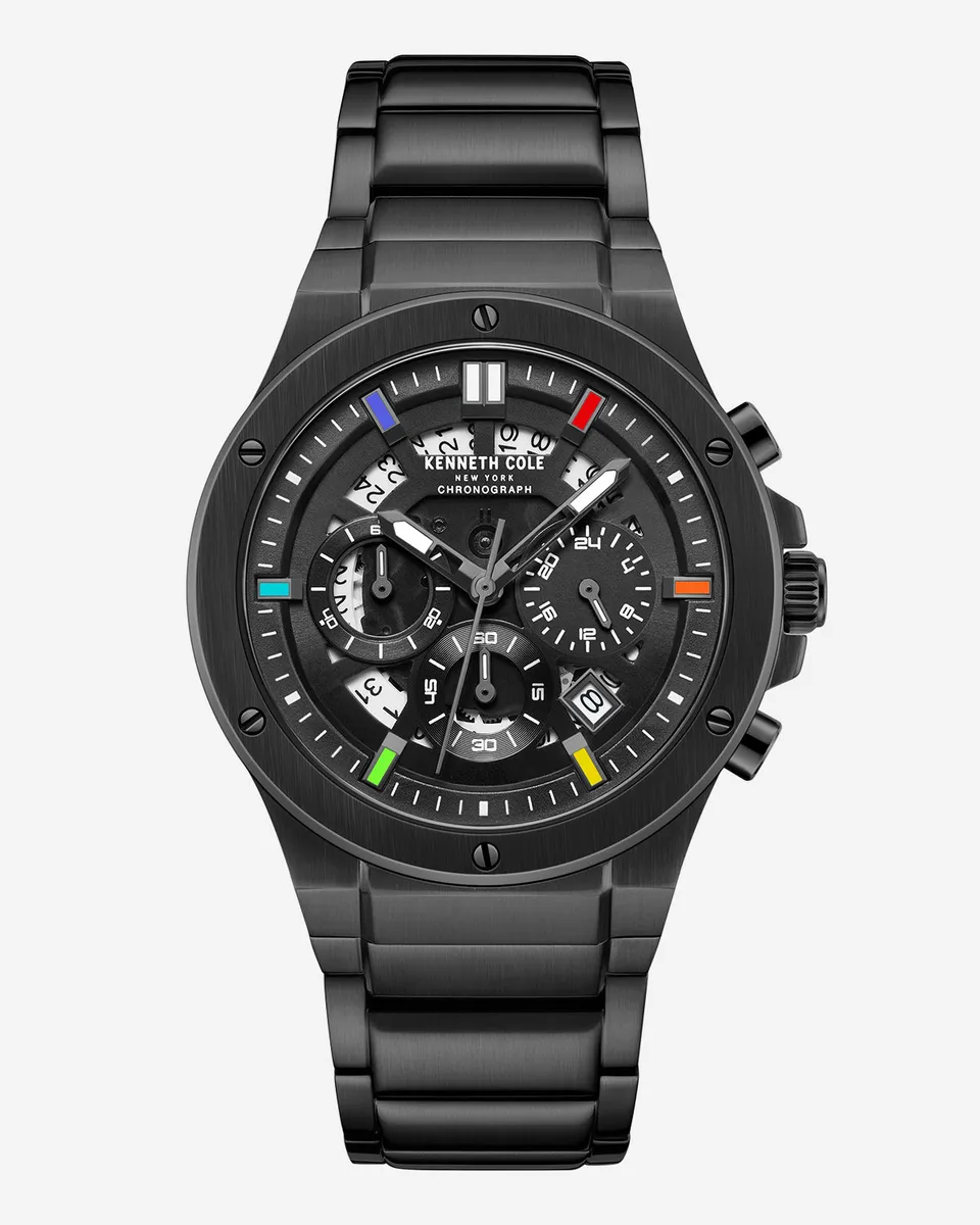 Kenneth Cole Reaction Watches Classic Bracelet Watch With Date Disc orologio nero