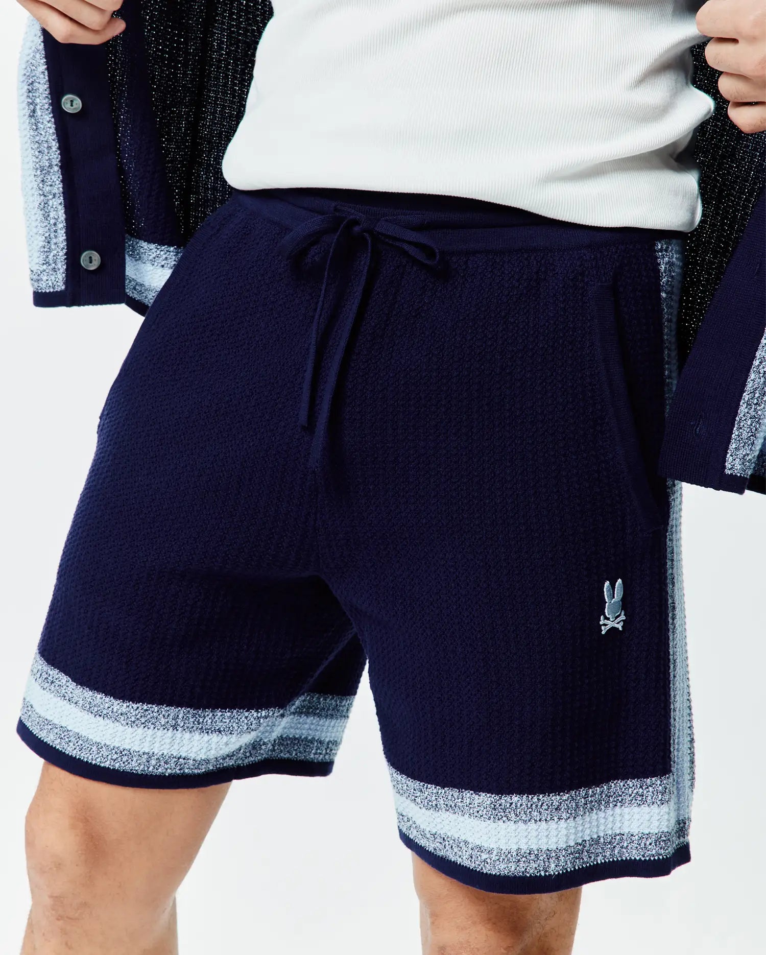 Psycho Bunny Men's Shorts Giles Knit Short 7" pantaloncini blu in cotone