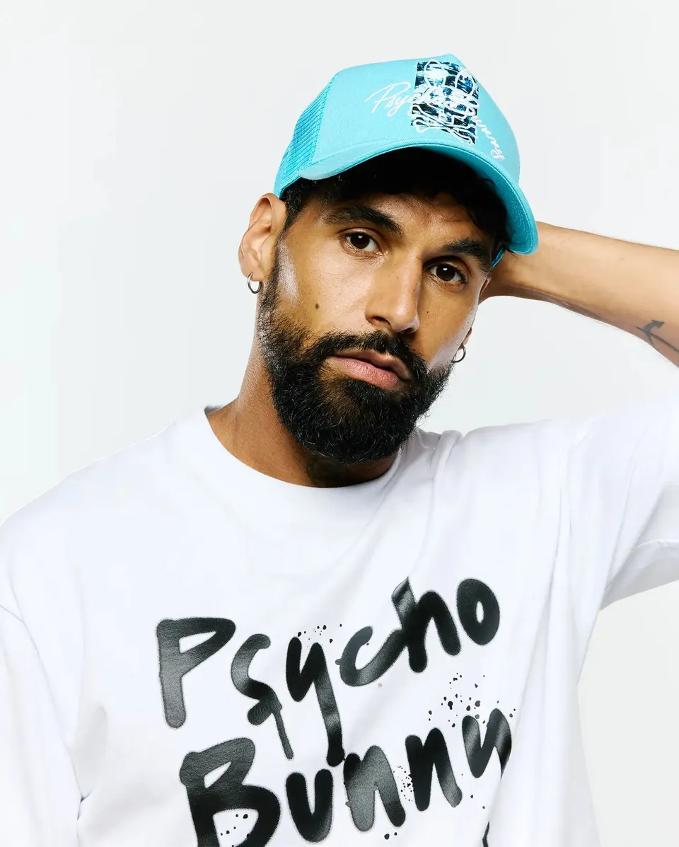 Psycho Bunny Accessories Men's Isaac Trucker Cap cappellino blu regolabile