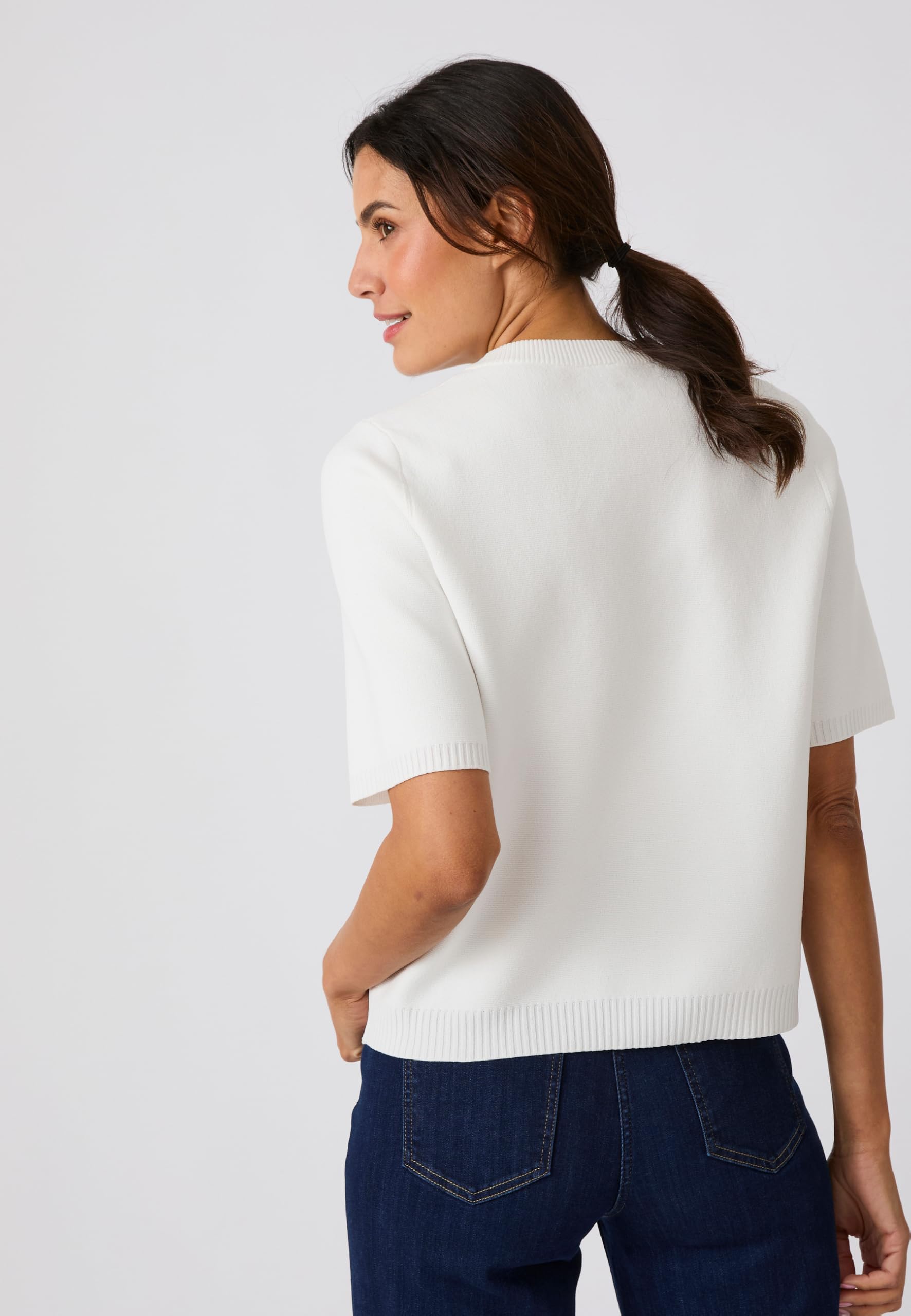 Damart Prêt-à-porter cardigan maglia Milano donna manica corta bianco 38-40