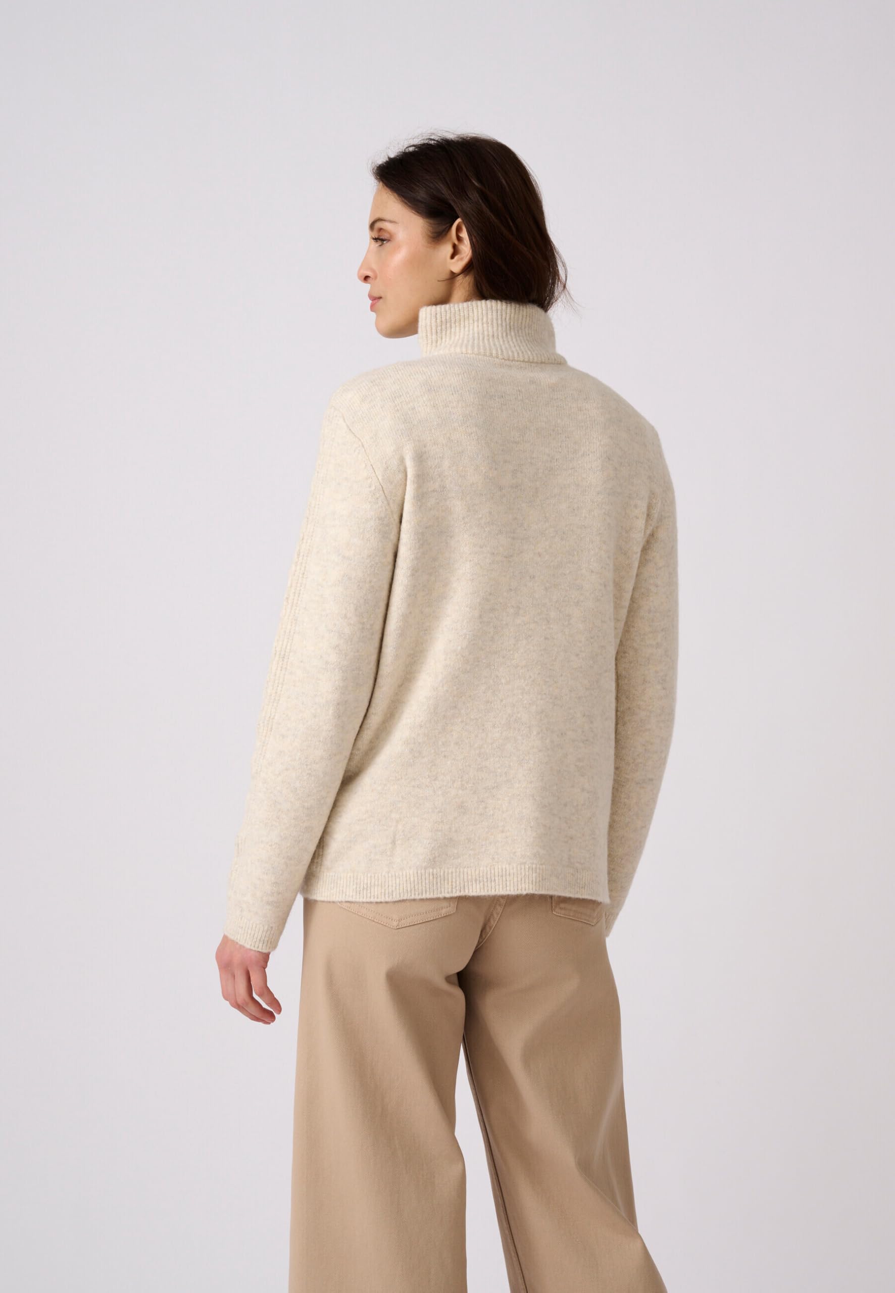 Damart Thermolactyl maglione da donna marrone beige mélange a trecce