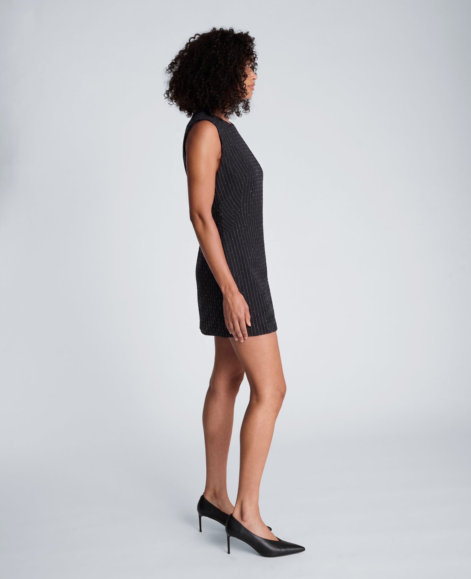 Kenneth Cole Reaction Clothing V-Neck Pencil Mini Dress abito nero con lurex