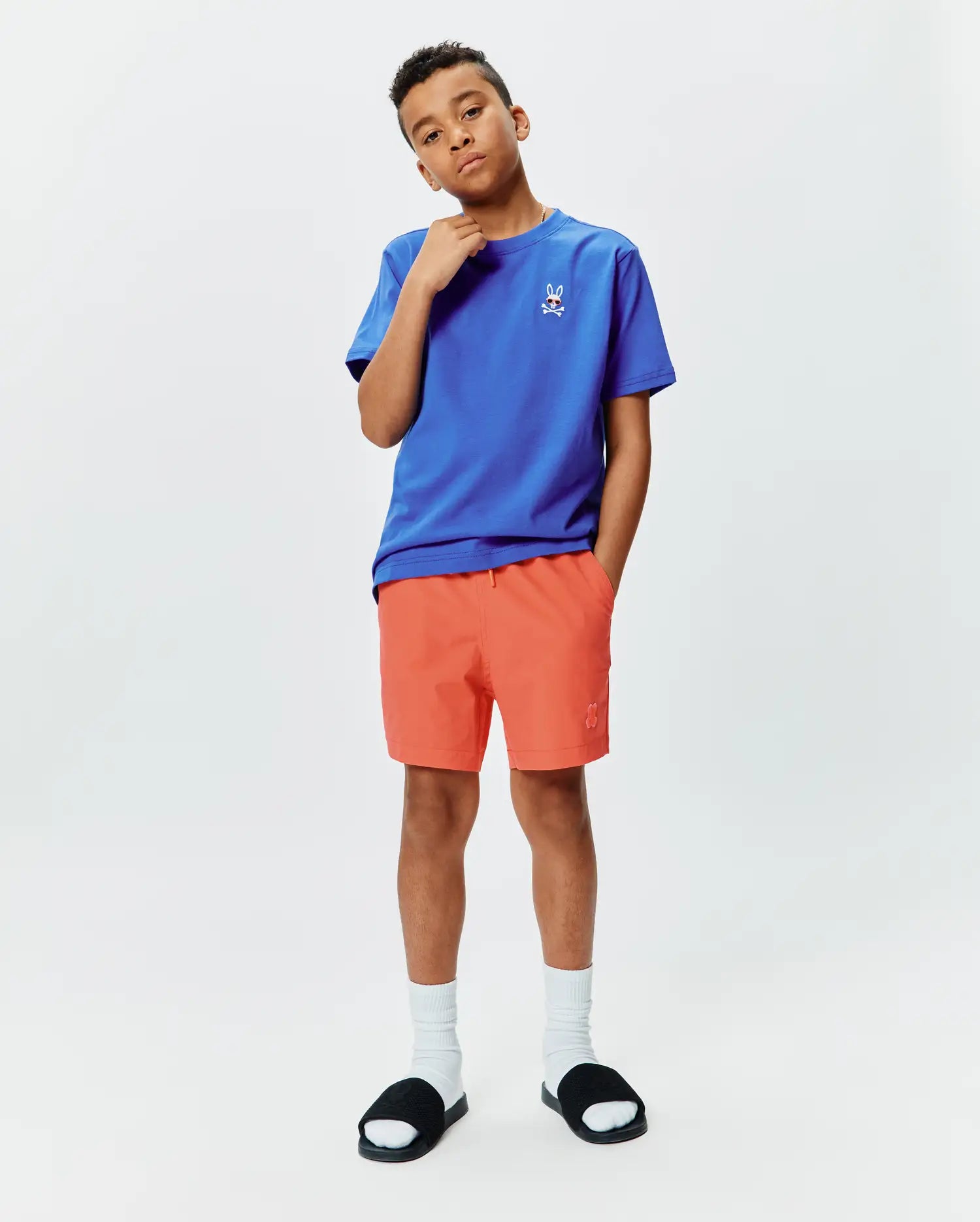 Psycho Bunny Kids Tees KIDS SUNNY CHEST GRAPHIC TEE KT0200183 t-shirt blu cotone Pima