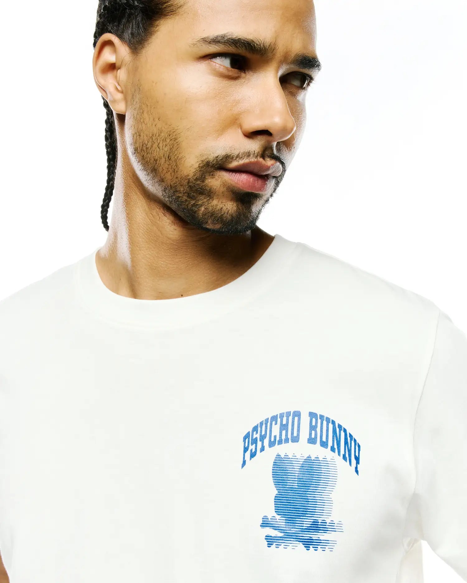 Psycho Bunny Men's Tees Nathaniel Pima Graphic Tee t-shirt ecru in cotone Pima