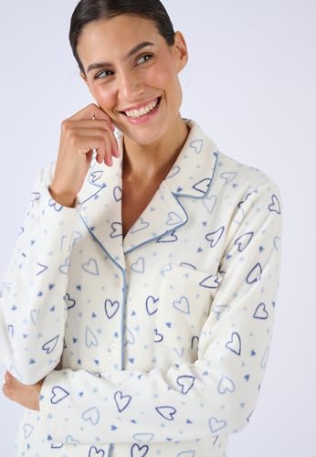 Damart Homewear Pigiama Thermolactyl in pile termico donna blu stampato