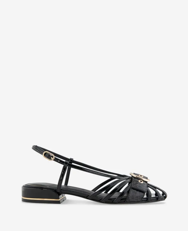 Kenneth Cole Reaction Shoes Farrah Patent Caged In Buckle Sandal sandalo nero