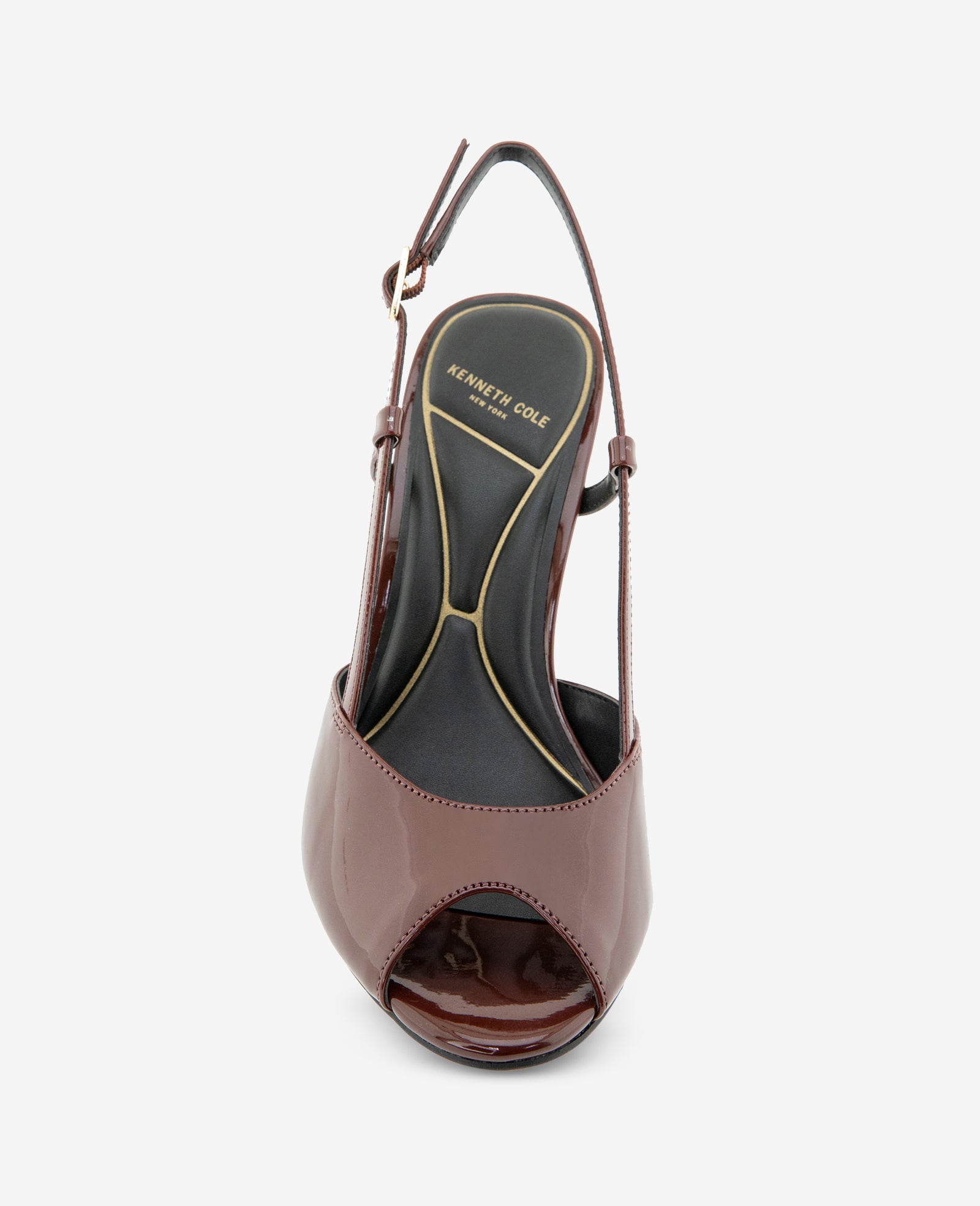 Kenneth Cole Reaction Shoes Londyn Patent Peep Toe Heel décolleté marrone vernice
