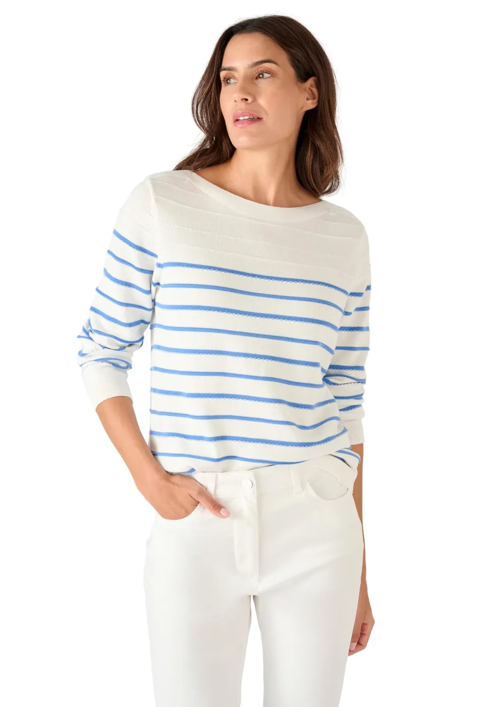 Damart Prêt-à-porter Maglione a righe fantasia maglione donna cotone biologico