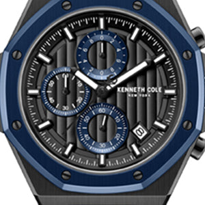 Kenneth Cole Reaction Watches Dress Sport Chronograph Two-Tone Silicone Strap Watch orologio nero blu