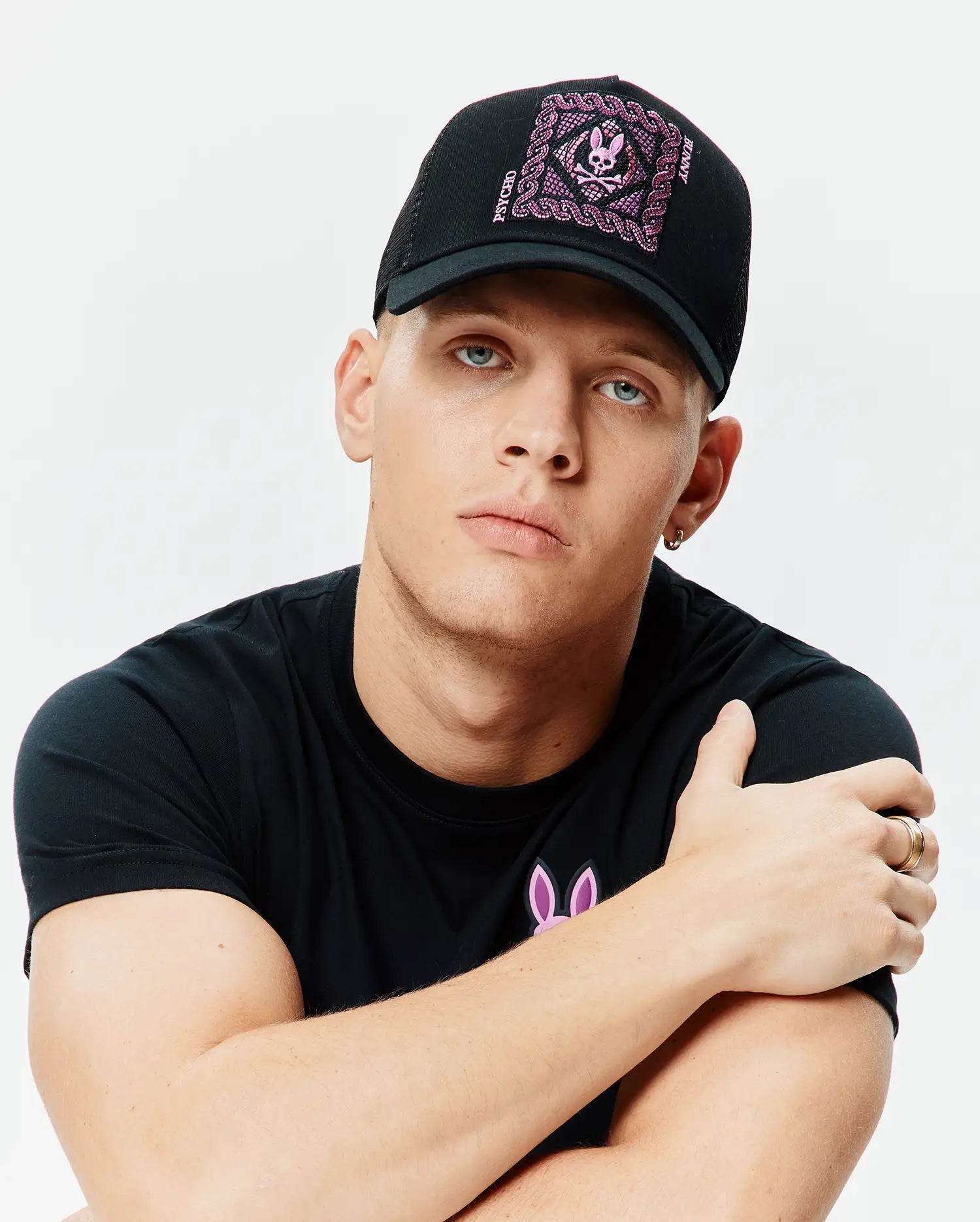 Psycho Bunny Accessories MENS FRANK TRUCKER CAP MO1500110 cappellino nero