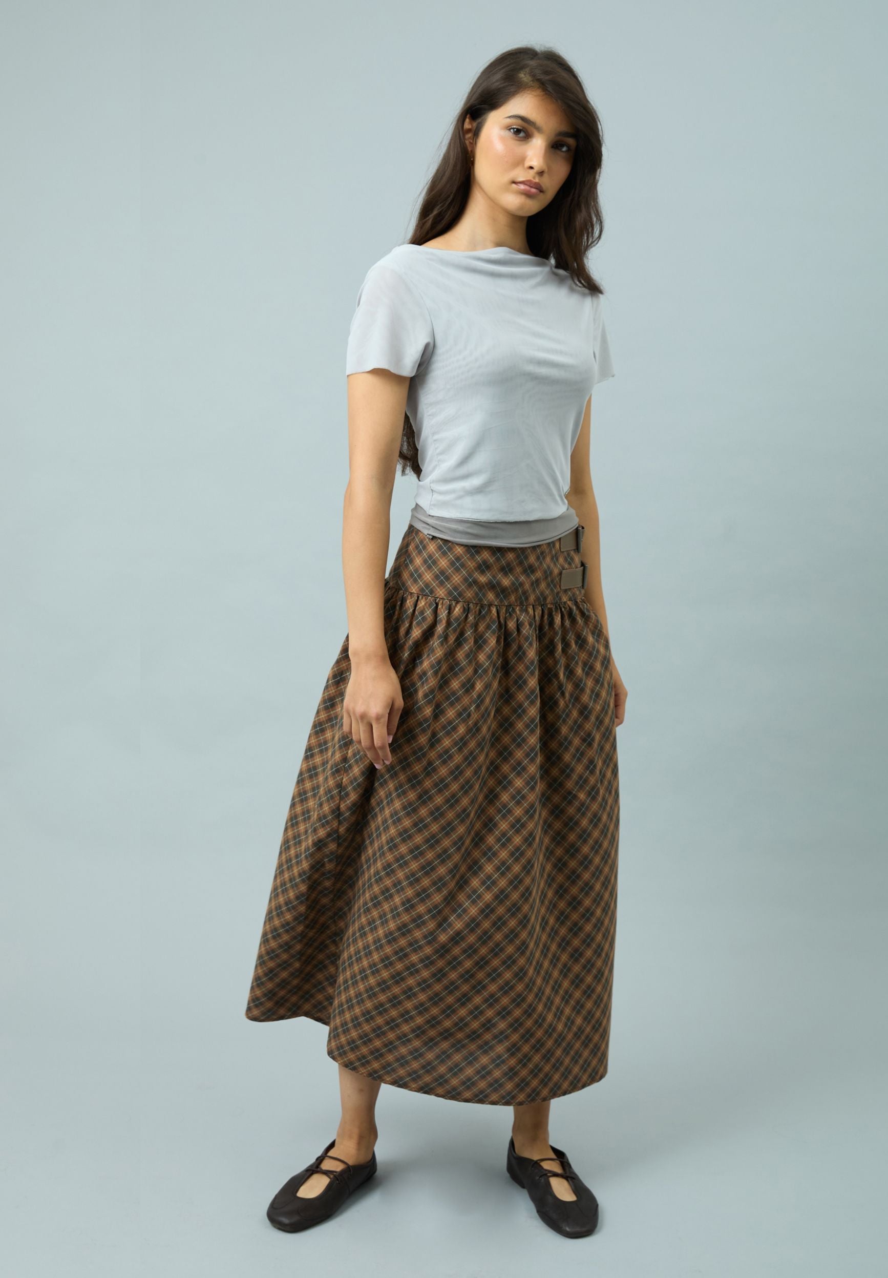 House Of Sunny Women's Skirts CHECK BUCKLE SKIRT gonna midi a quadri UK 6-18