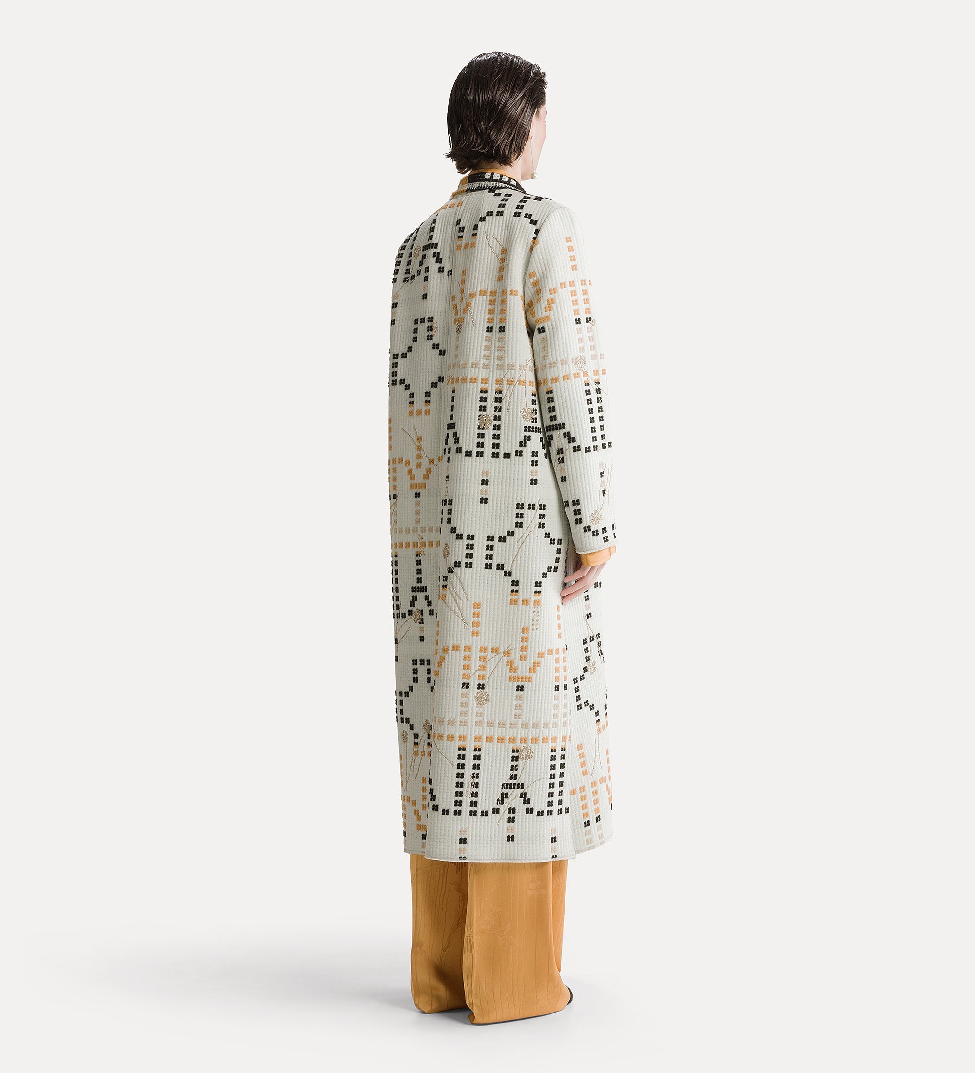Forte capispalla e kimono Samarcanda cappotto lungo opale jacquard