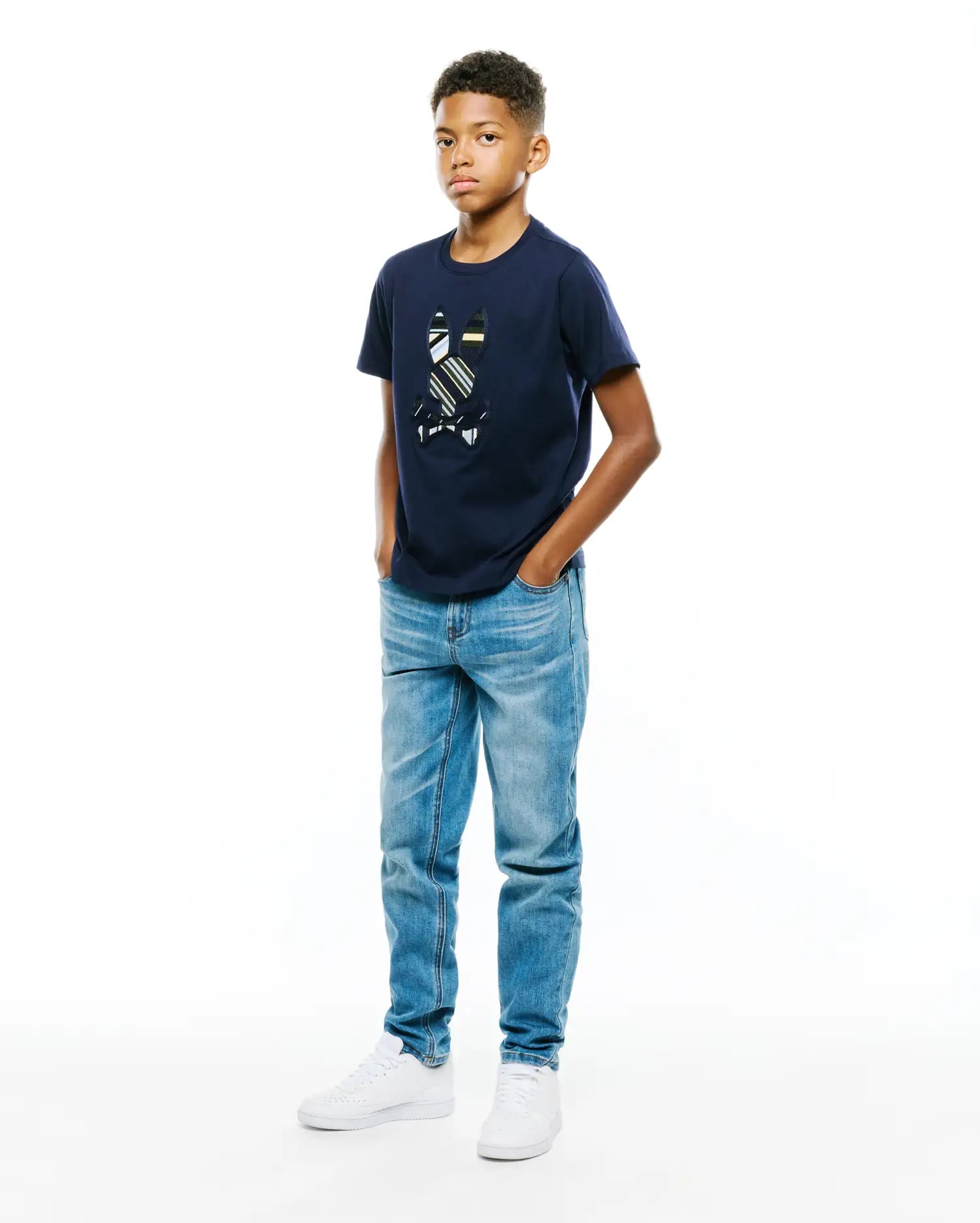 Psycho Bunny Kids Tees Drew Graphic Tee KT0200264 t-shirt blu Pima
