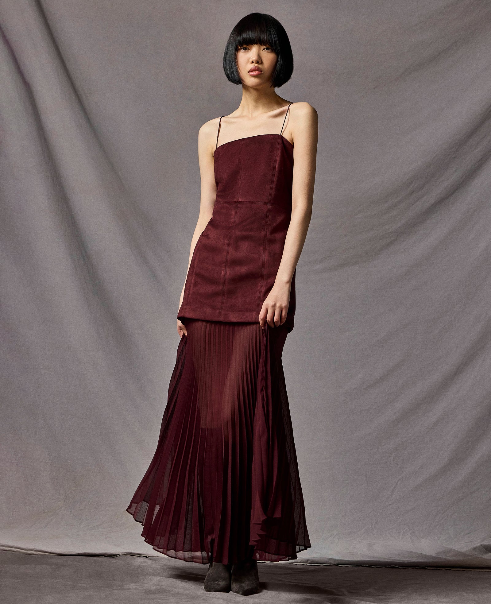 Kenneth Cole Reaction Clothing Combo Pleated Midi Dress abito midi rosso