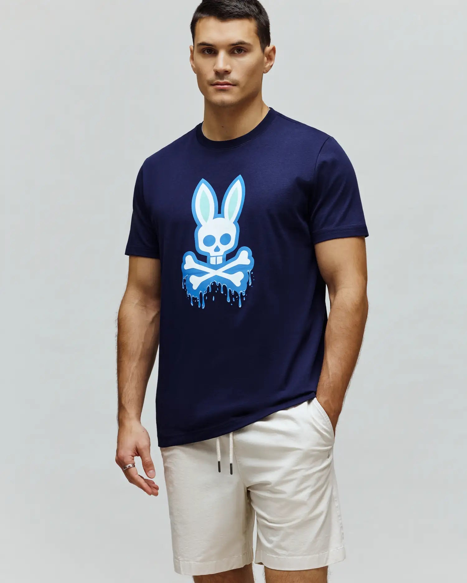 Psycho Bunny Men's Tees Carl Graphic Tee MT0200251 T-shirt blu