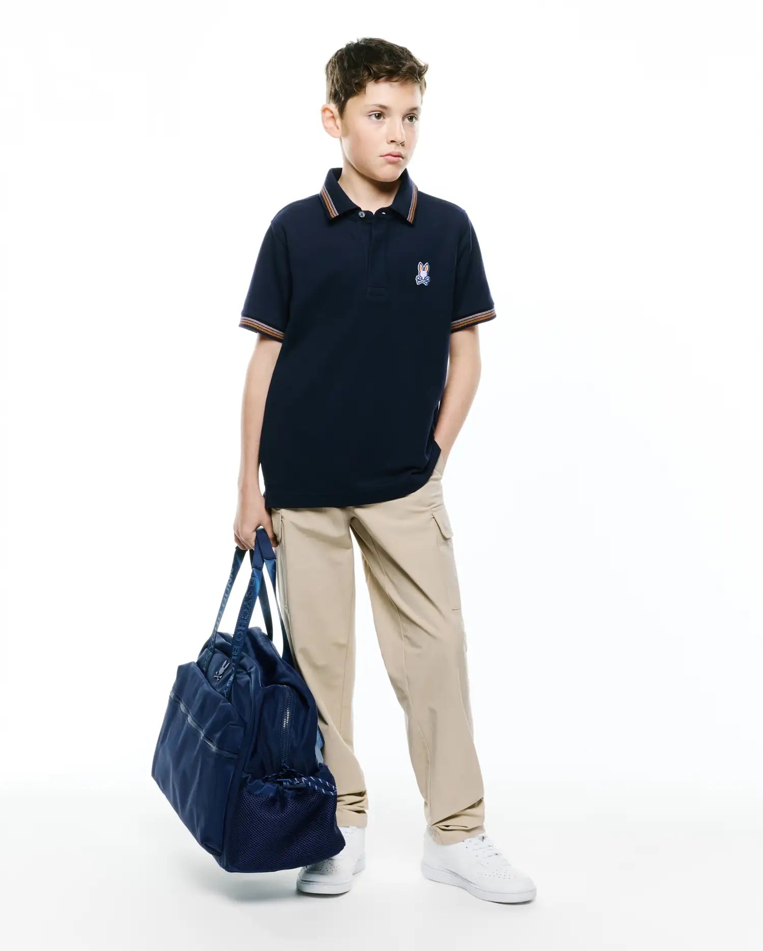 Psycho Bunny Kids Polo Shirts Jaydon polo piqué blu Pima
