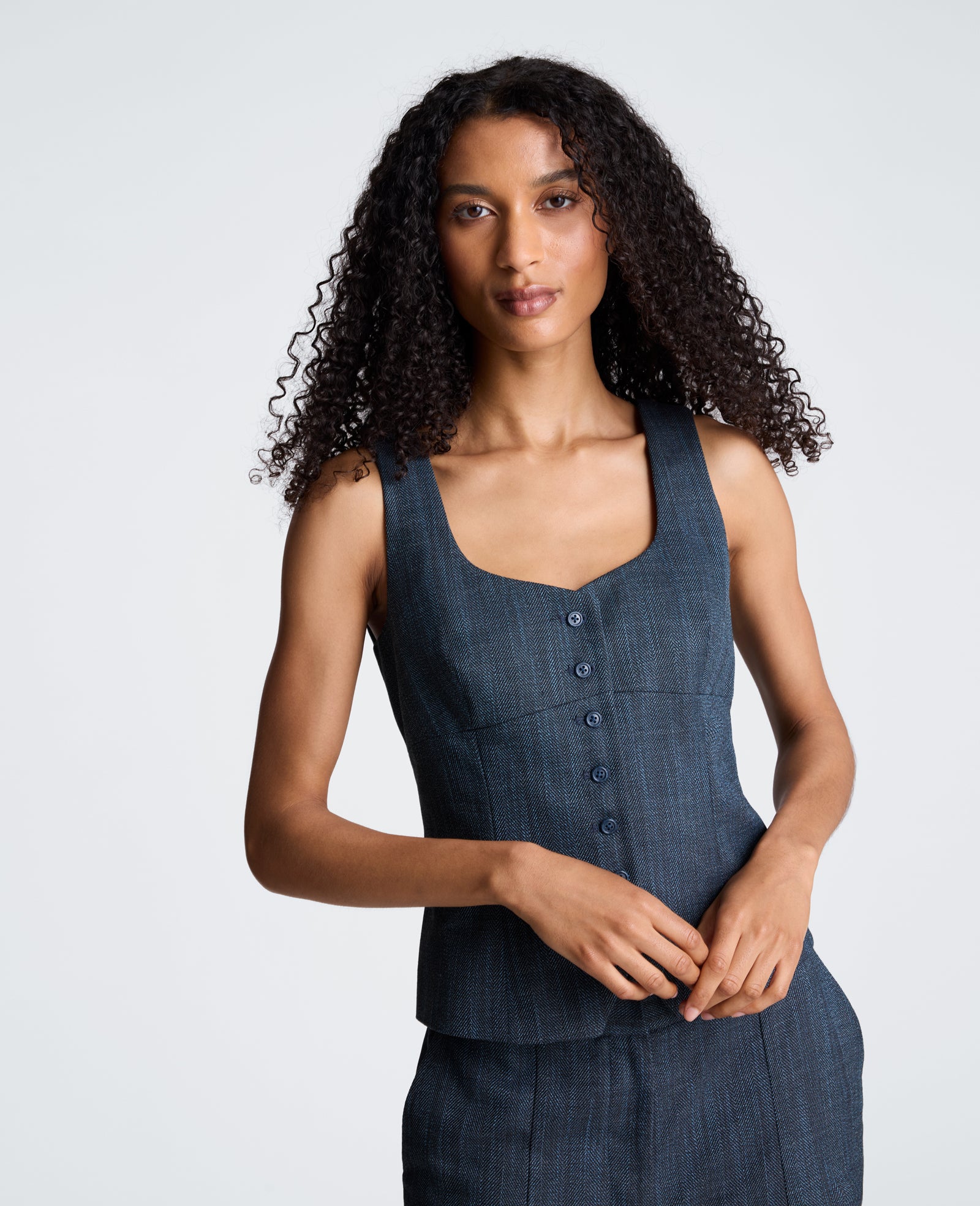 Kenneth Cole Reaction Button Front Bustier gilet nero e seastone