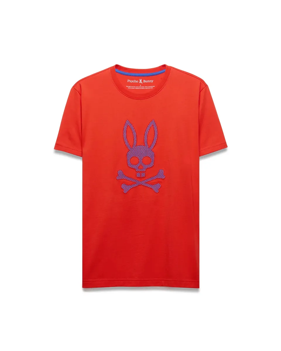 Psycho Bunny Men's Tees MENS STAN PIMA COTTON GRAPHIC TEE MT0200369 t-shirt rossa